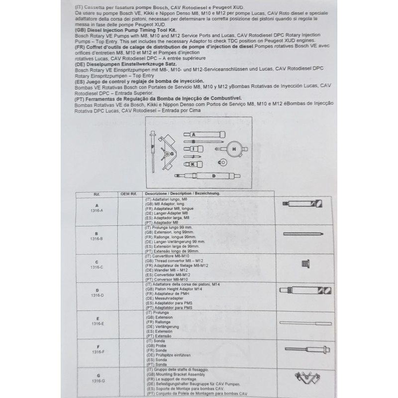 Ensemble d'outils de calage de la pompe d'injection à diesel vidaXL
