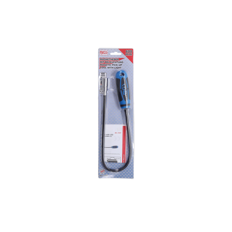 Aimant flexible avec LED - 600 mm - force traction 1,5 kg - BGS - 3187
