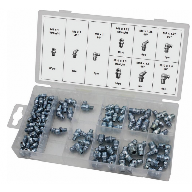 Graisseurs Hydrauliques Droits à 6 Pans – Lot De 10 – DIN 71412, AM 6x1 – Acier Zingué Pour Lubrification Mécanique
