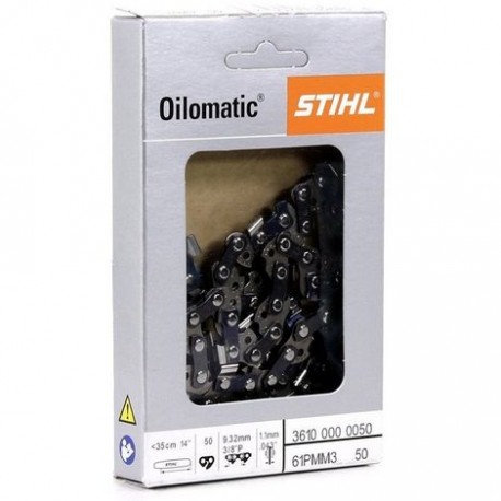 Chaîne Stihl demi-ronde 3/8 P : 1.1 - 50 entraîneurs pour 35cm - 3610-000-0050
