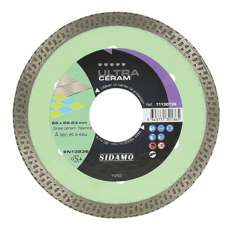 Disque Diamant PRO CÉRAM Sidamo D.125 X 22,23 Mm - Pour Grès Cérame Et Dalles